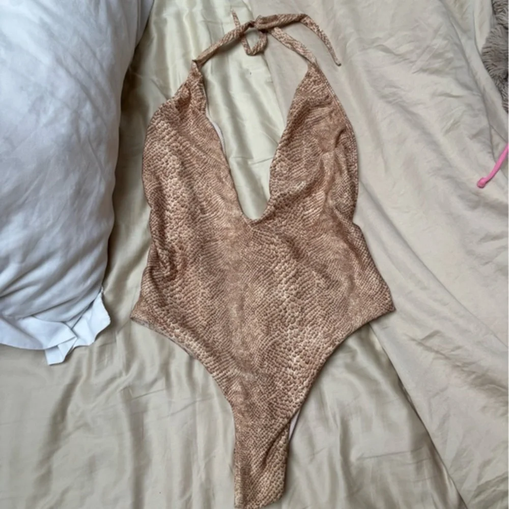 UO out from under Brown Snake Print Women Swim One Piece